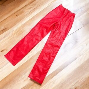 House Of CB Elenaora Red Faux Leather High Waisted Wide Leg Pants XS